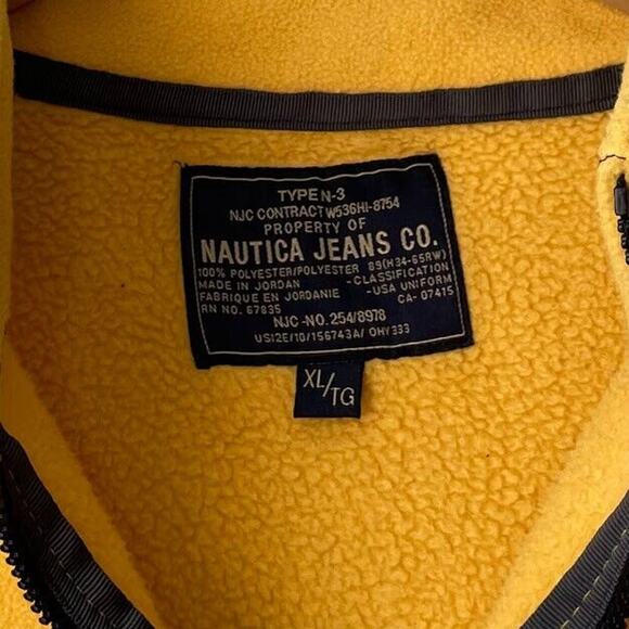 Nautica Jacket Mens Size XL Yellow 1/4 Zip Fleece Anorak Preppy Y2K Streetwear - Picture 6 of 7